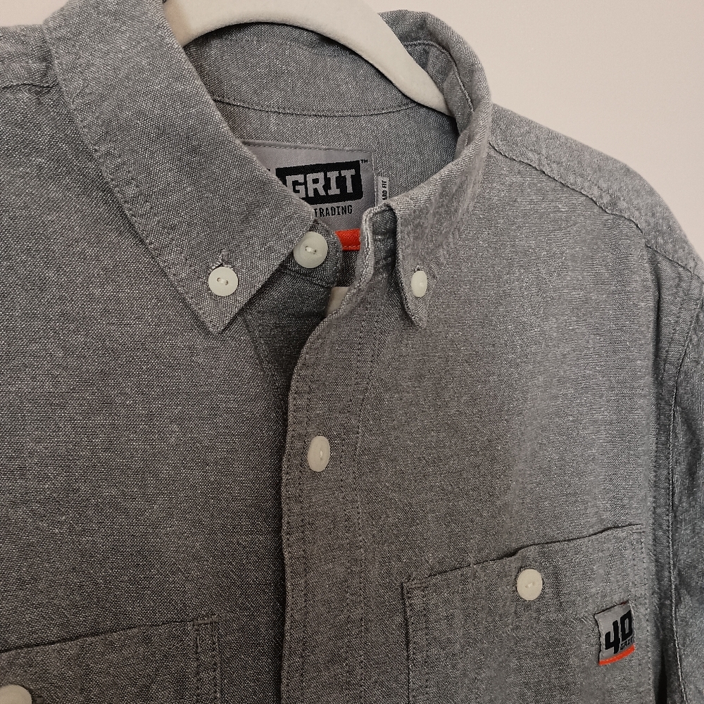 40 Grit By Duluth Trading‎ Gray Mens 100% Work Chore Shirt Medium